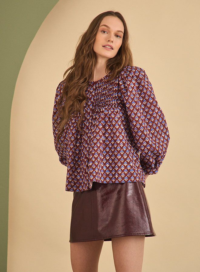 Hunter Bell Daphne Top in Autumn Fleur Fig