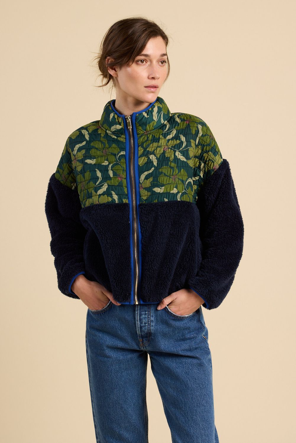 Trovata Lennox Zip Up in Green Canopy