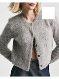 Bytimo Hairy Knit Jacket in Grey Melange