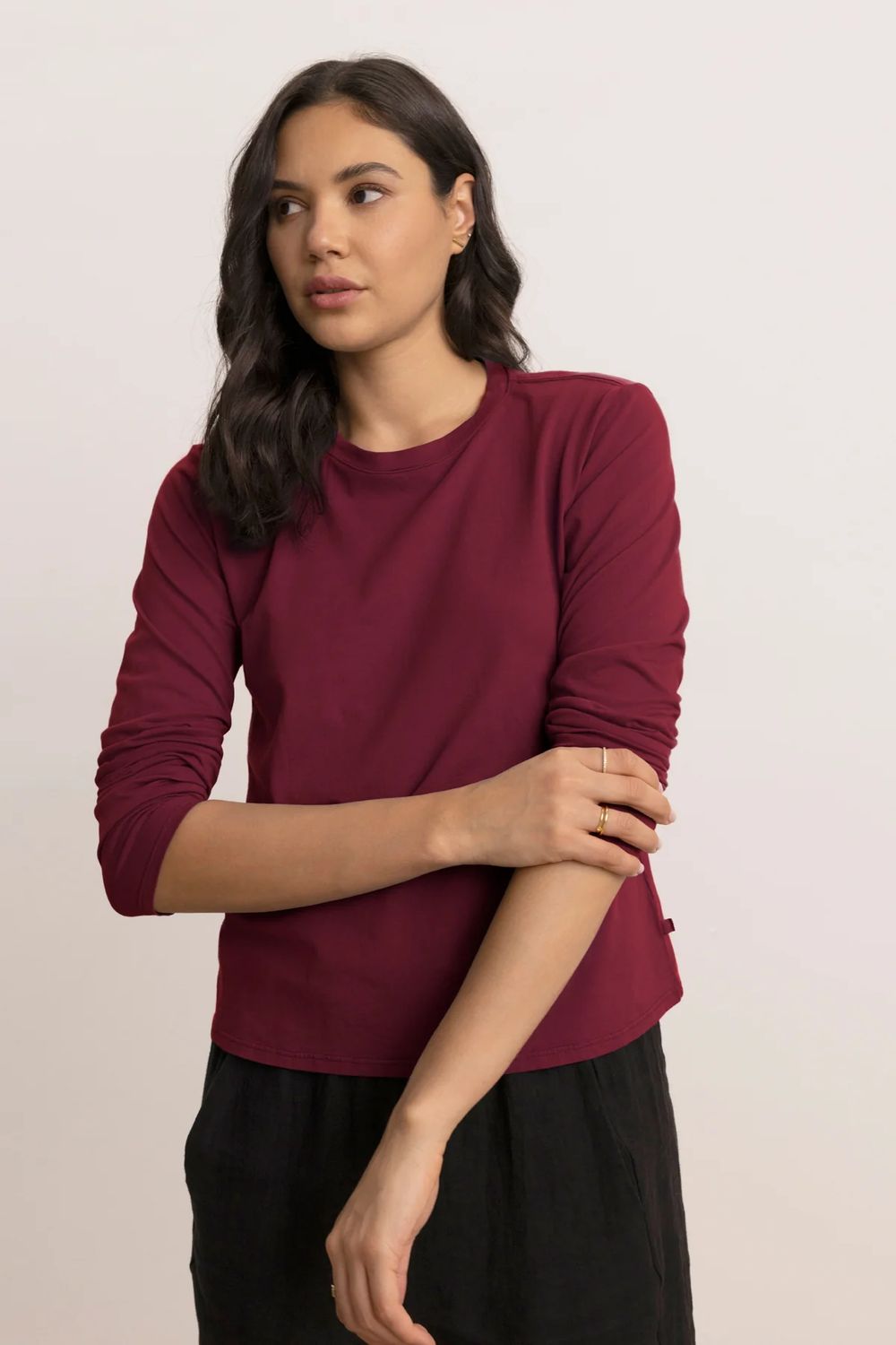 Velvet Vicente Long Sleeve Tee in Cherrywood