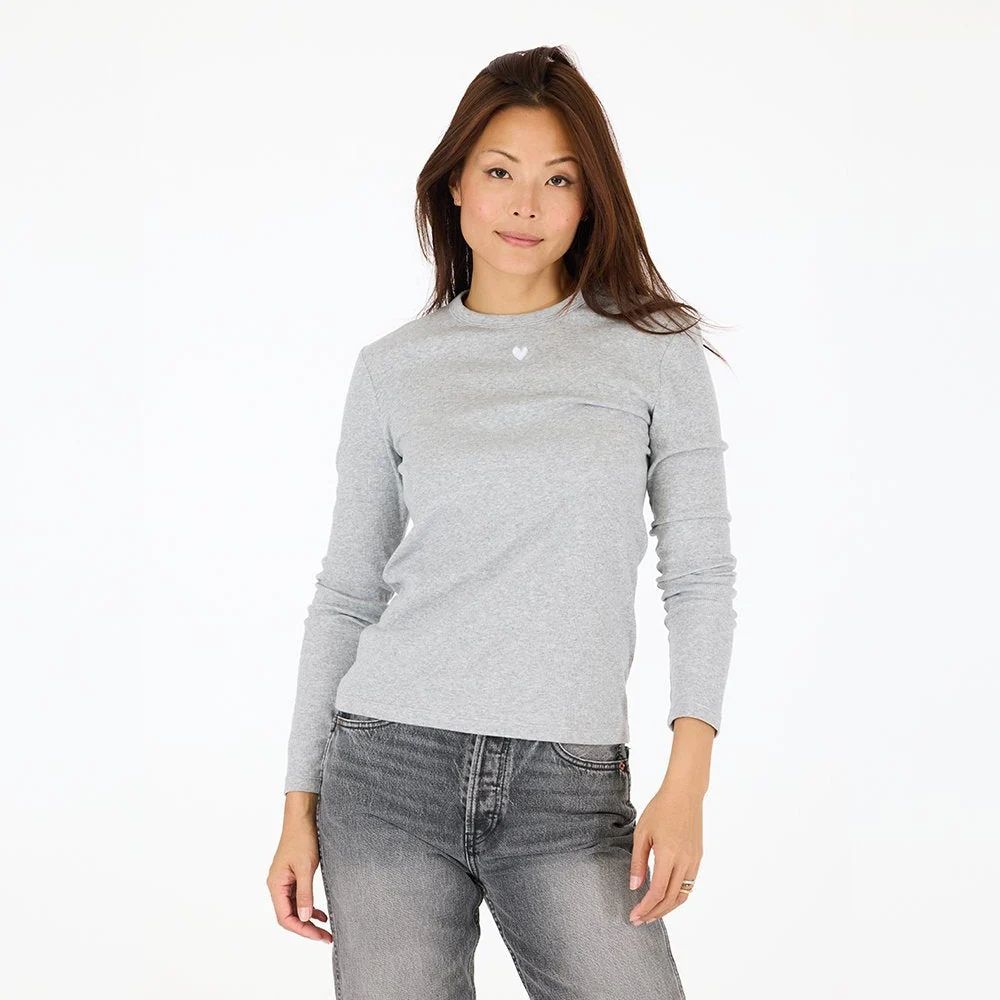 Kerri Rosenthal Long Sleeve Rib Tee in Heather Gray