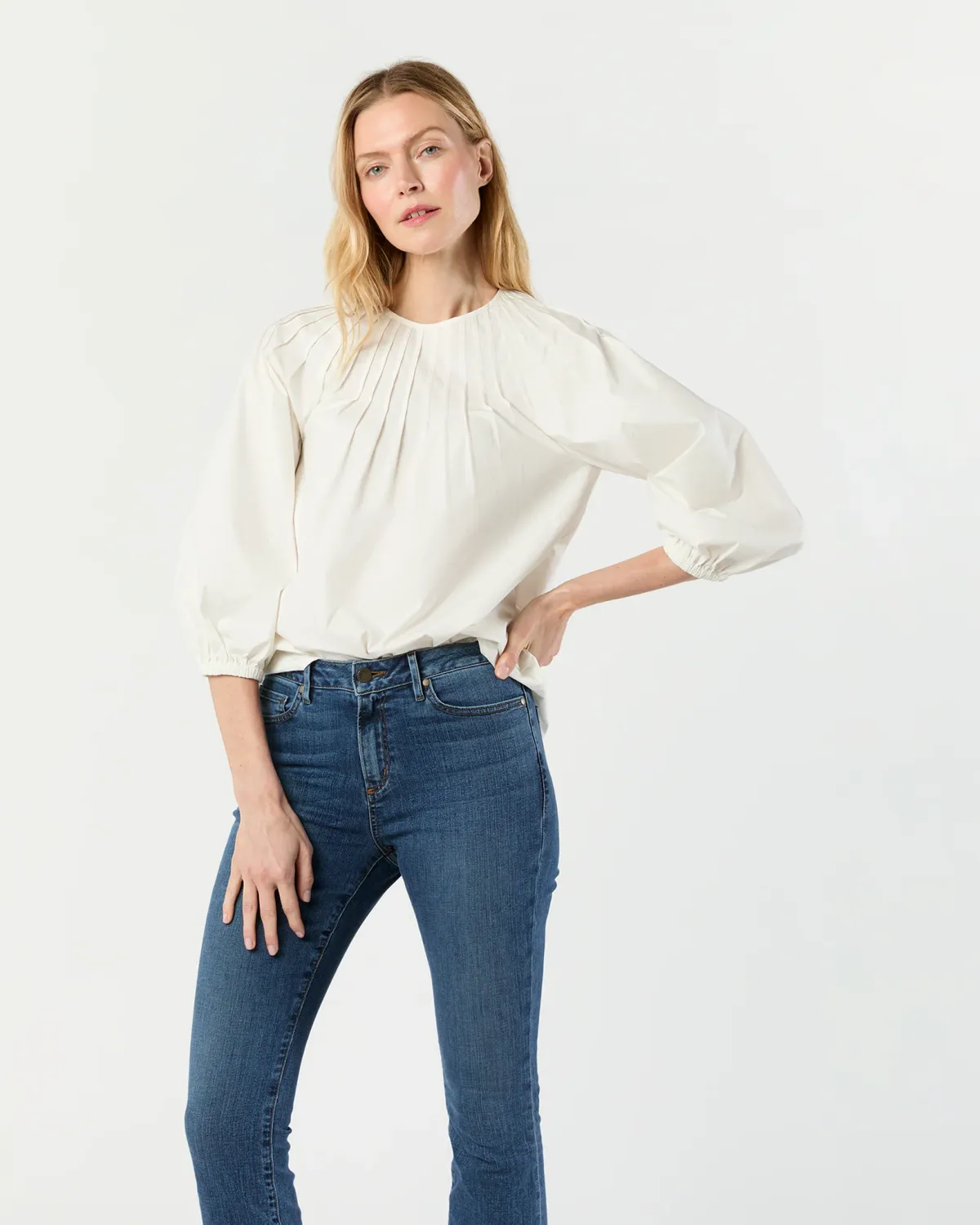 Ann Mashburn Thea Pintuck Top in Off White