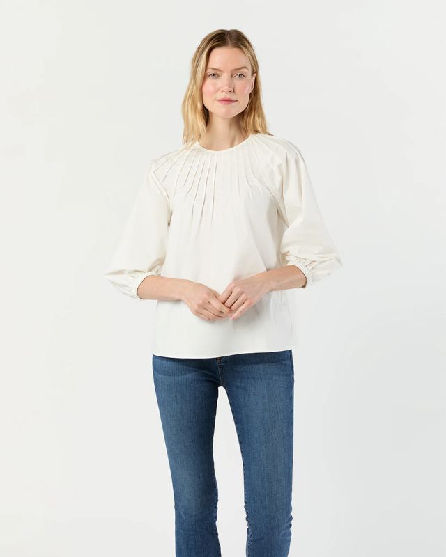 Ann Mashburn Thea Pintuck Top in Off White