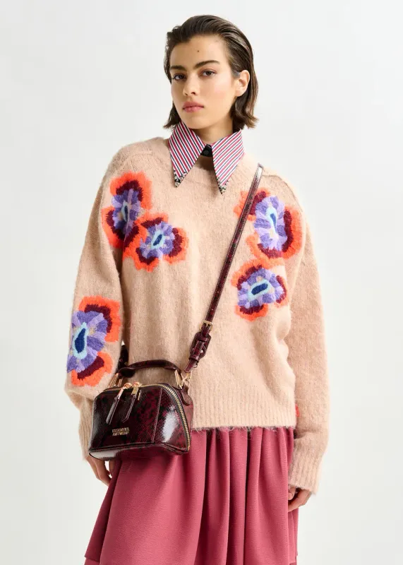 Essentiel Impossible Embroidered Knit in Fudge Frappe
