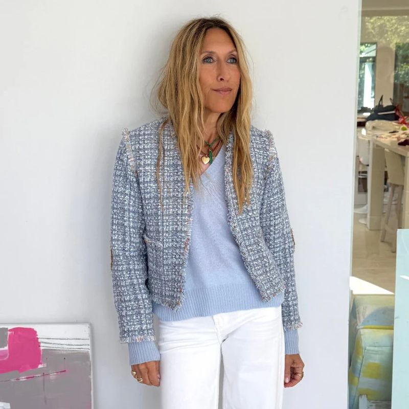 Kerri Rosenthal Fringe Short Jacket in Blue Multi