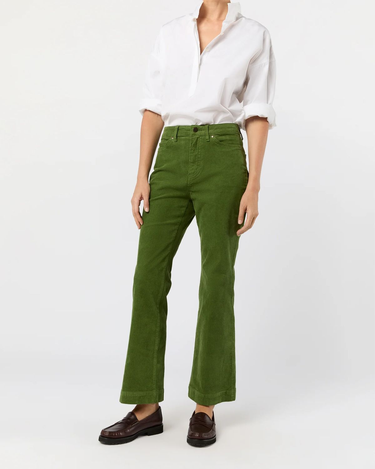 Ann Mashburn Kendall Flare 5- Pocket Avocado Stretch Cord