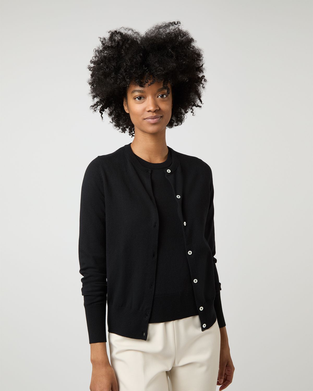 Ann Mashburn Rosie Cardigan in Black Cotton/Silk