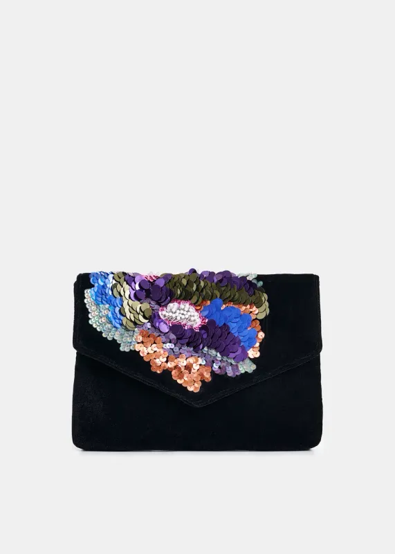 Essentiel Intensify Sequins Velvet Pouch in Combo1 Black