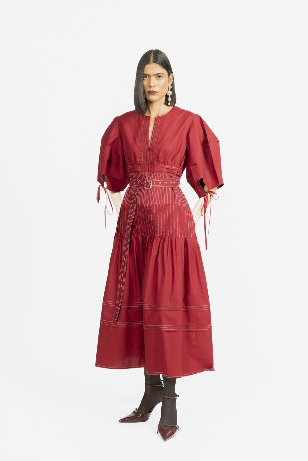 Lovebirds Candy Midi Dress in Ruby Red