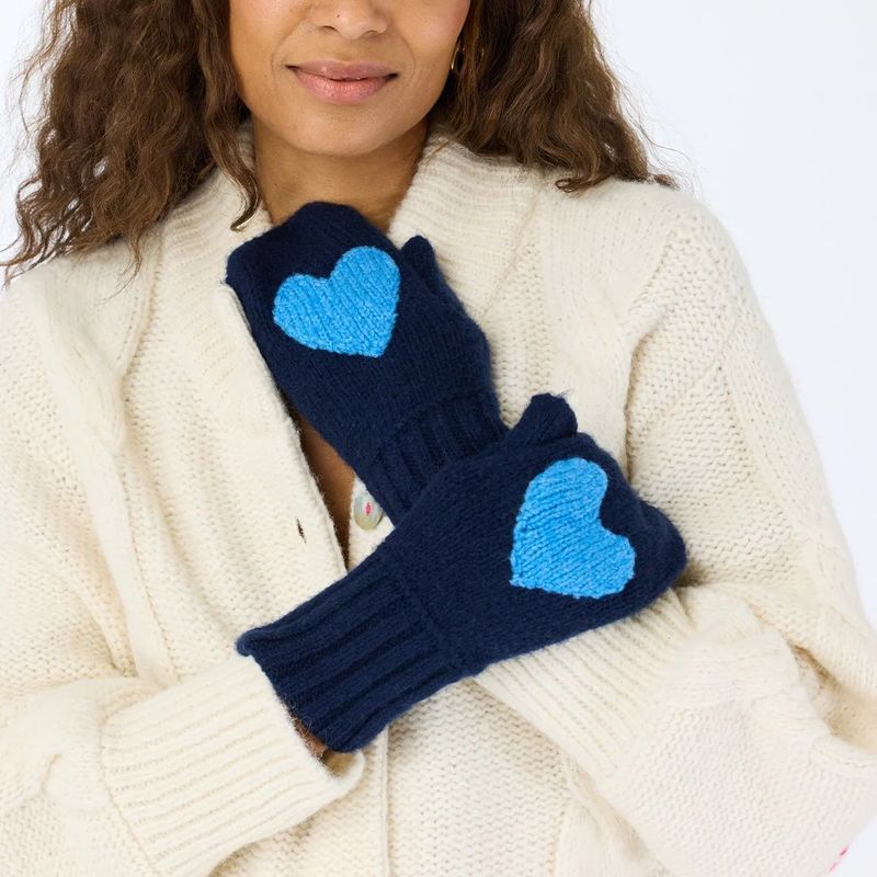 Kerri Rosenthal Patch Mittens in Indigo Blue