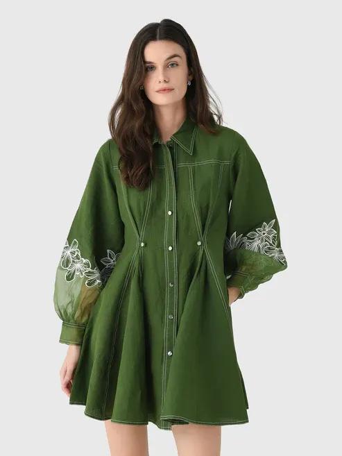 Lovebirds Effulgent Dress in Hunter Green