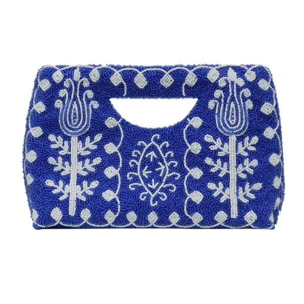 Tiana NY Royal Blue &amp; White Clutch