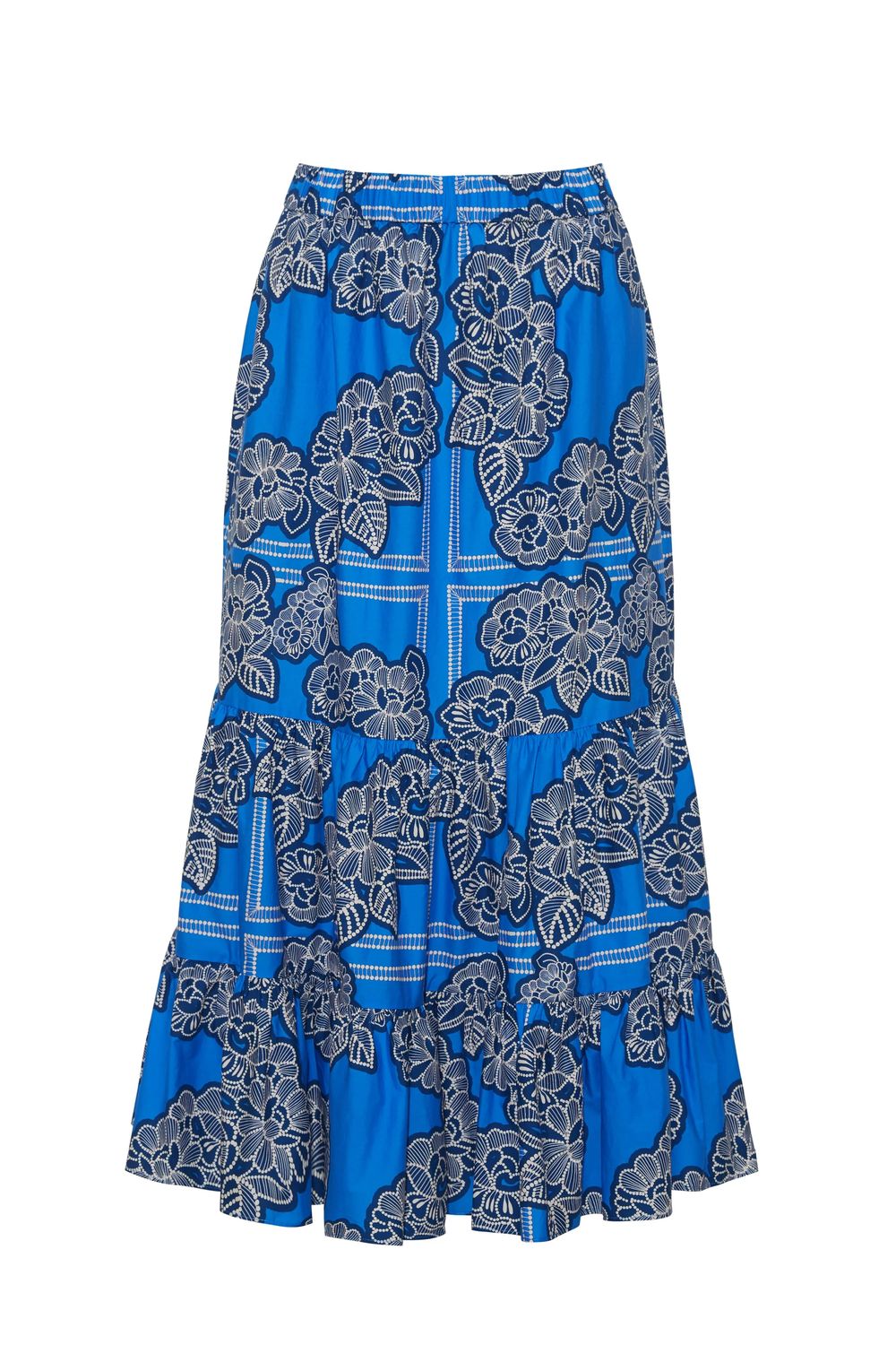 Cara Cara Chase Skirt in Carved Petals Cobalt