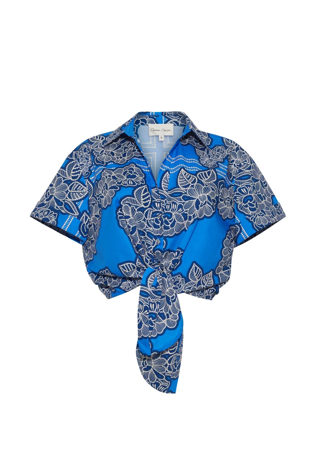 Cara Cara Asbury Top in Carved Petals Cobalt