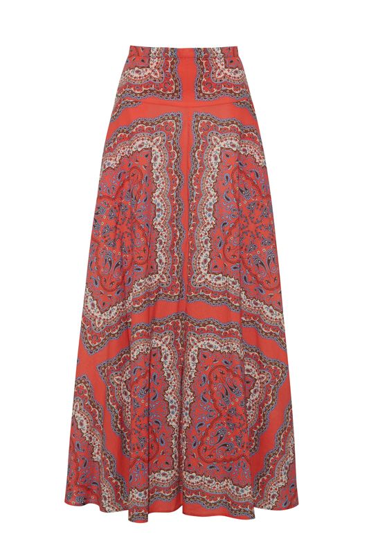 Cara Cara Gabriella Skirt in Paisley Scarf Coral