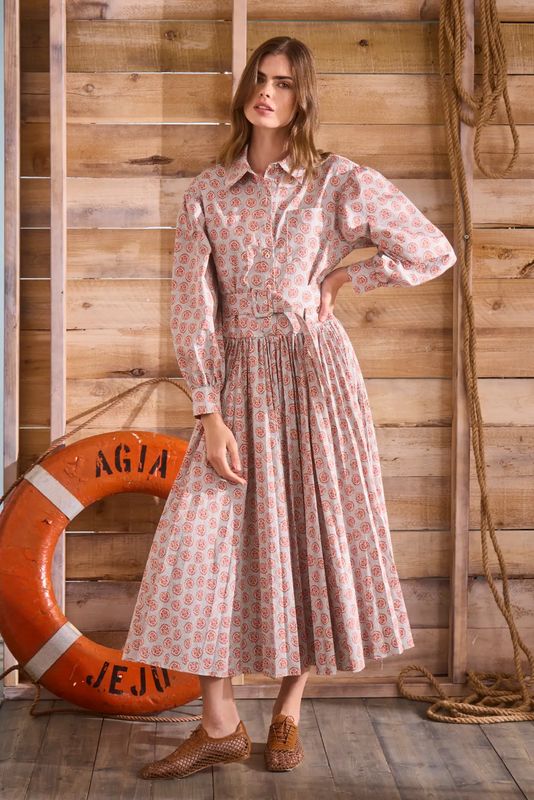 Hunter Bell Randolph Dress in Dark Rose Bird Block