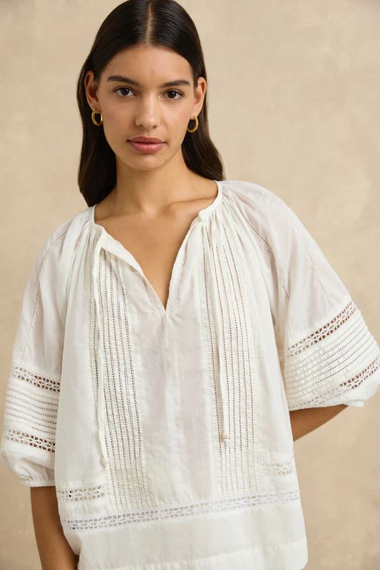 Hannah Ria Top in Ivory