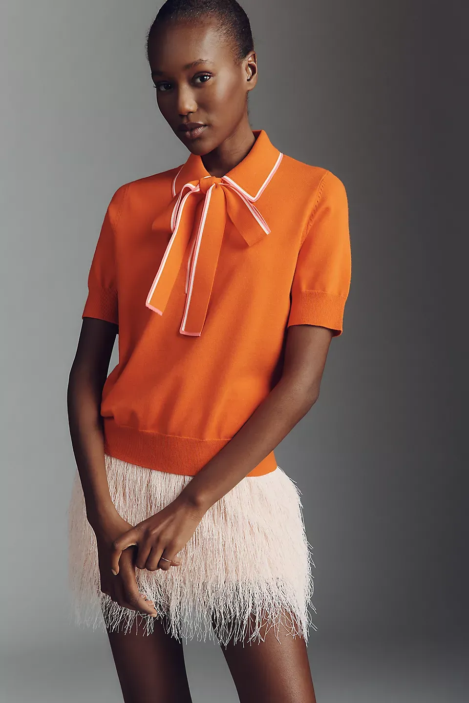 Essentiel Jojoba Polo with Bow in Combo Nectarine