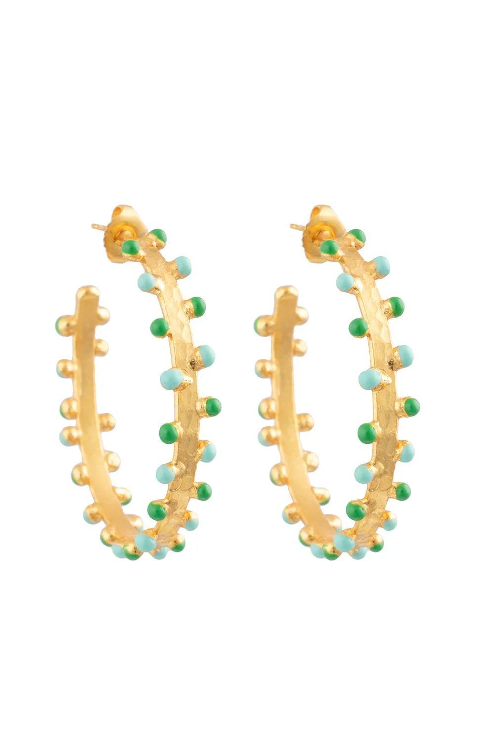 Sylvia Toledano Gipsy Hoops in Vert &amp; Turquoise
