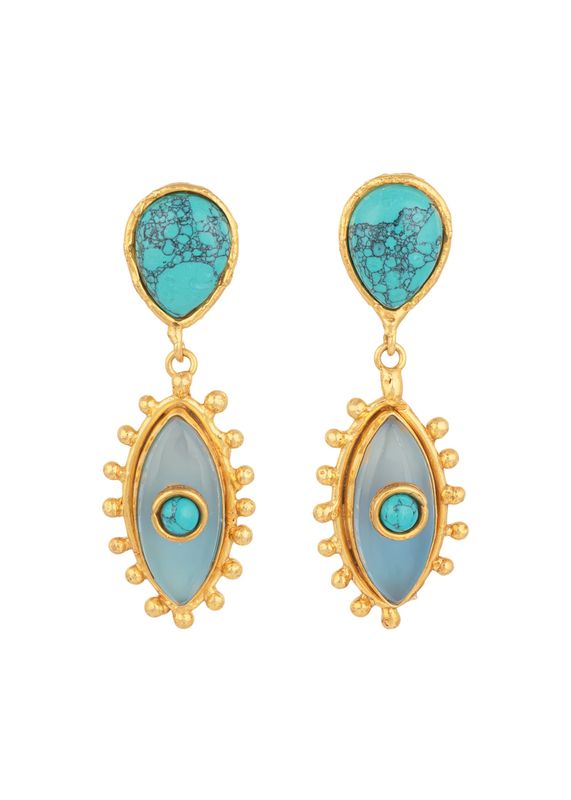 Sylvia Toledano Third Eye Earrings in Calcedoine &amp; Turquoise