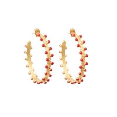 Sylvia Toledano Gipsy Hoops in Red Enamel