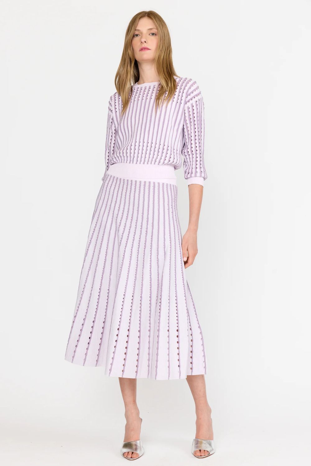 Christy Lynn Colton Skirt in Pinstripe Lilac