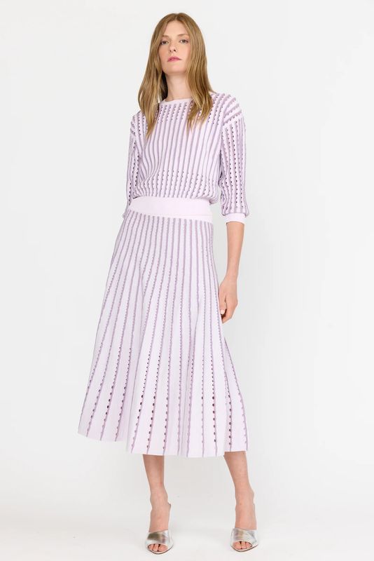 Christy Lynn Colton Skirt in Pinstripe Lilac