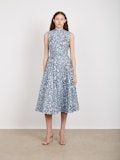 Saloni Flora Dress in Porcelain Blues