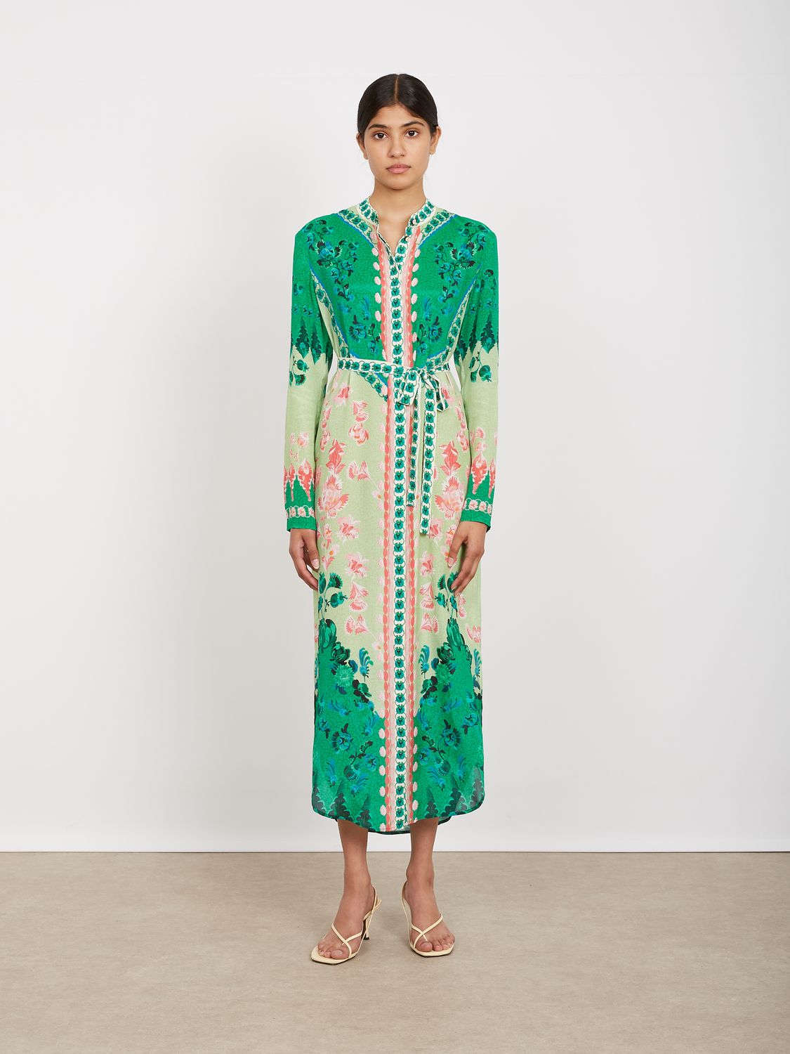 Saloni Molly D Dress in Floral Terrazzo