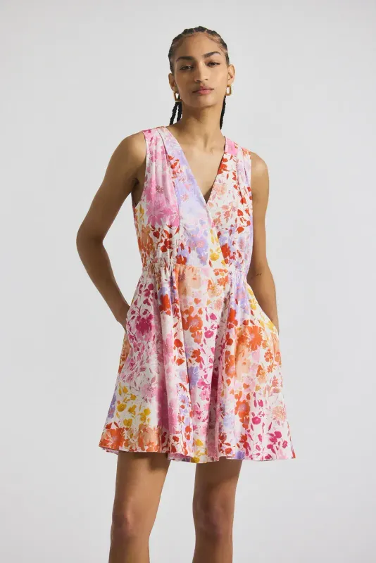 10 Crosby Tia Floral Printed Stretch Linen Mini Dress in Floral Multi Print