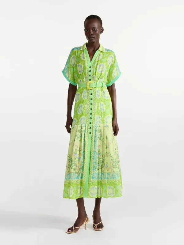 Saloni Riya-B Dress in Cicchetti Lime