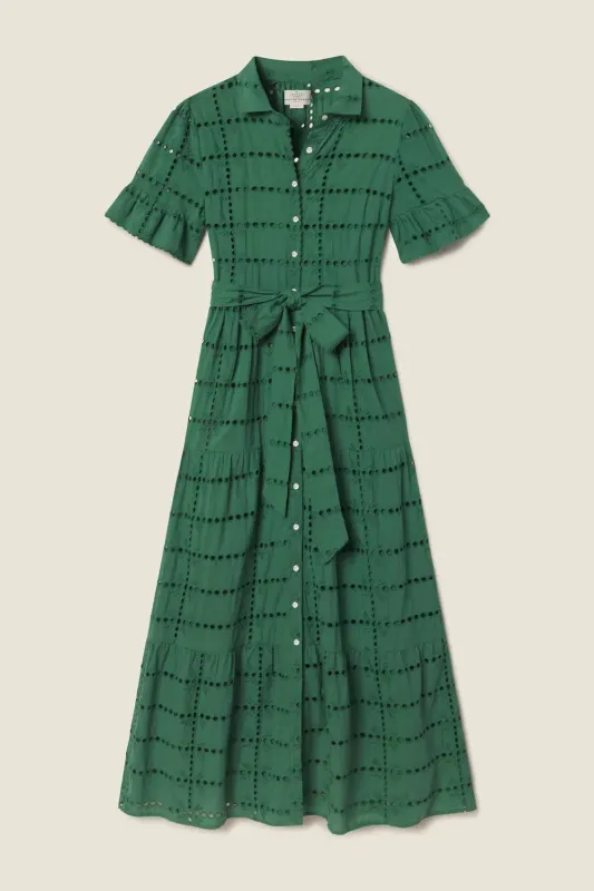 Trovata Martine Dress in Emerald Eyelet