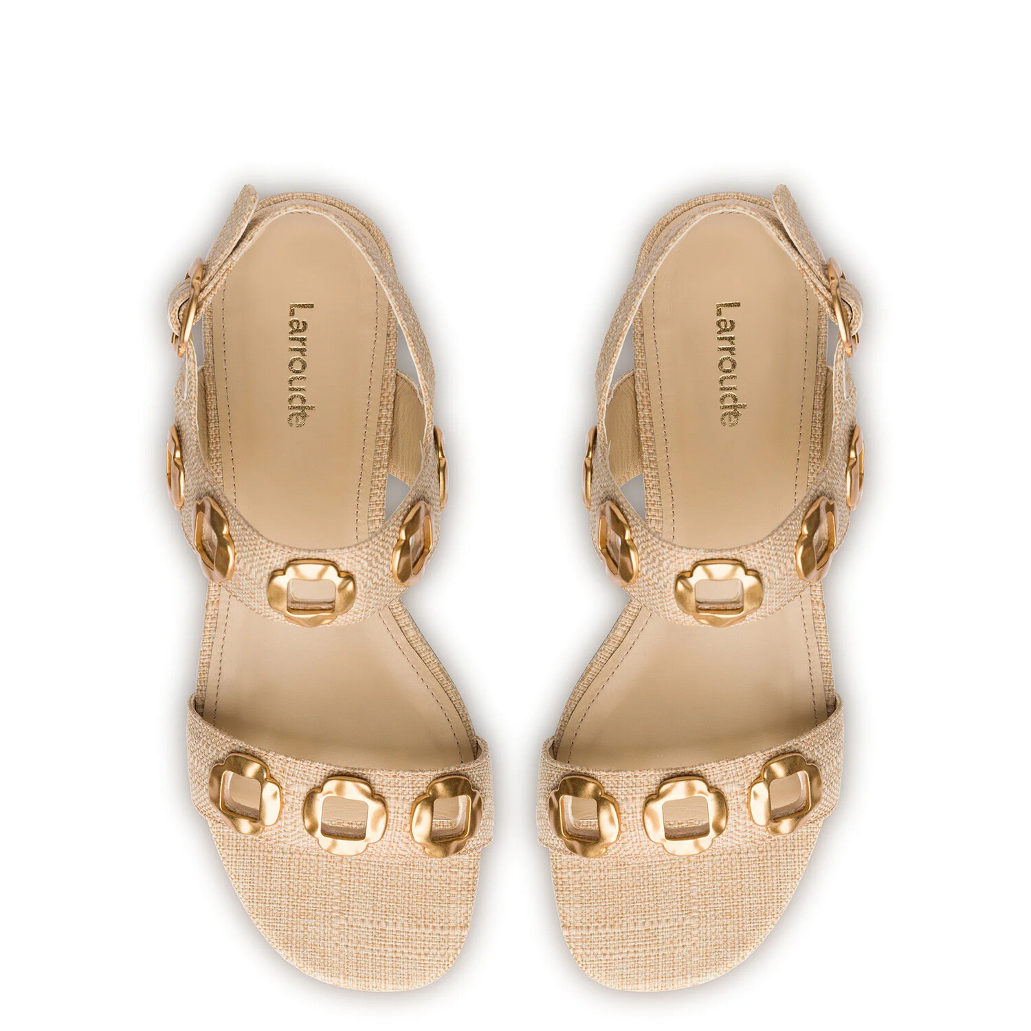 Larroudé Milan Sandal in Beige Raffia