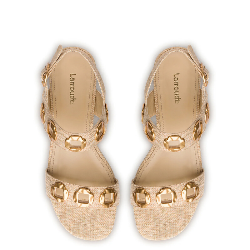 Larroudé Milan Sandal in Beige Raffia