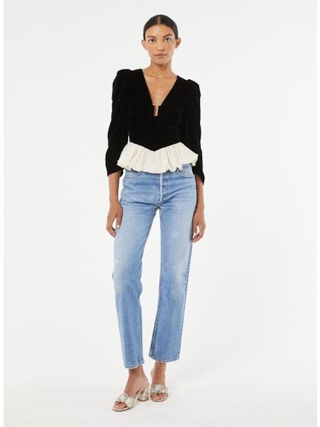 Rhode Colette Top in Ink/Macadamia