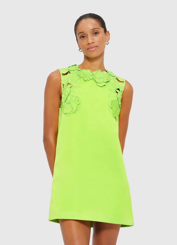 Leo Lin Blair Applique Mini Dress in Lime