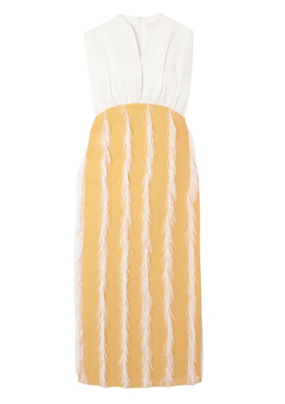 Destree Paz Fringe Dress in Yellow &amp; White