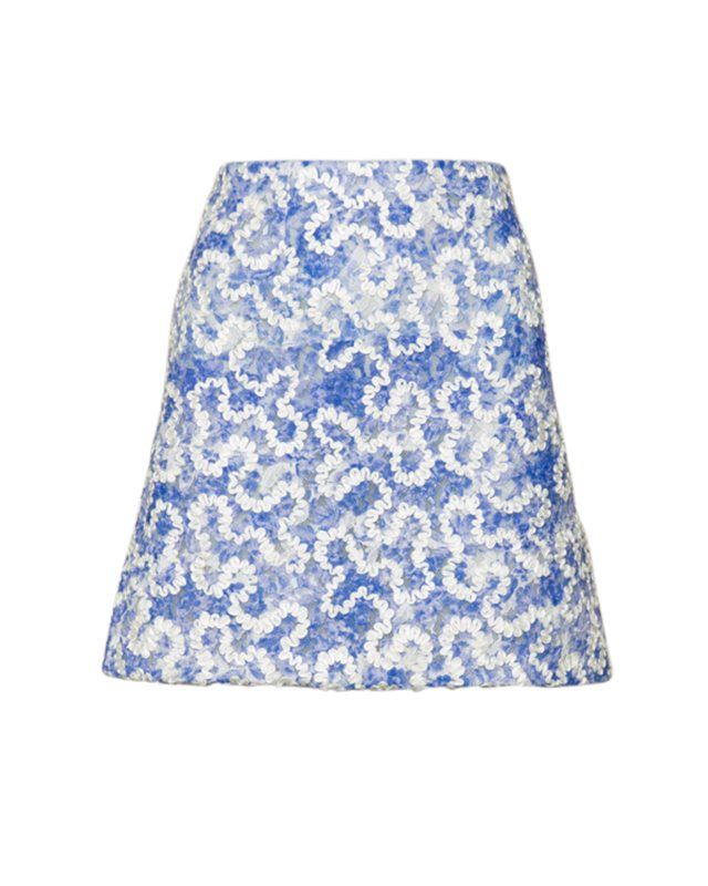 Bytimo Embroidered Mini Skirt in Blue Bloom