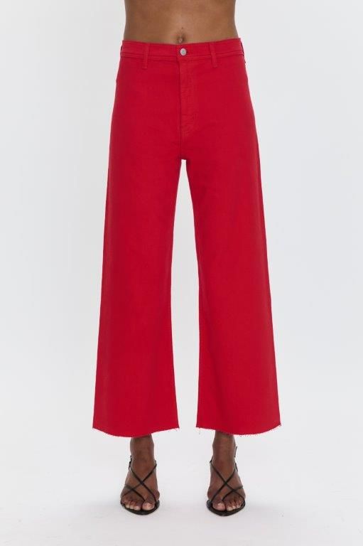 Pistola High Rise Wide Leg Penny Crop in Ruby