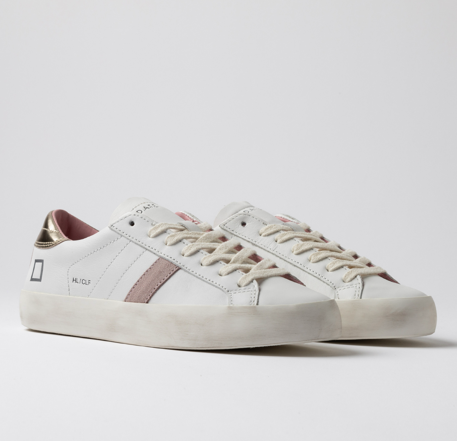 D.A.T.E. Hill Low Calf White-Platinum