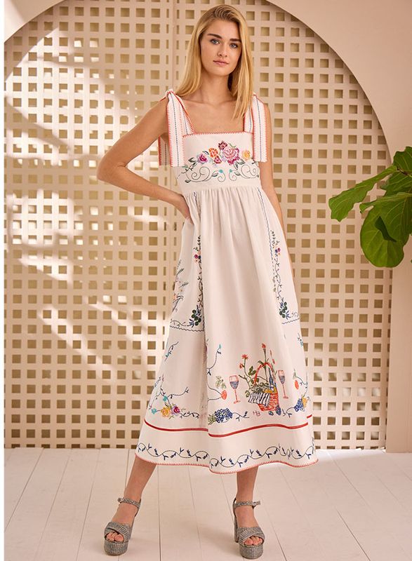 Hunter Bell Stefy Dress in Multi Embroidery