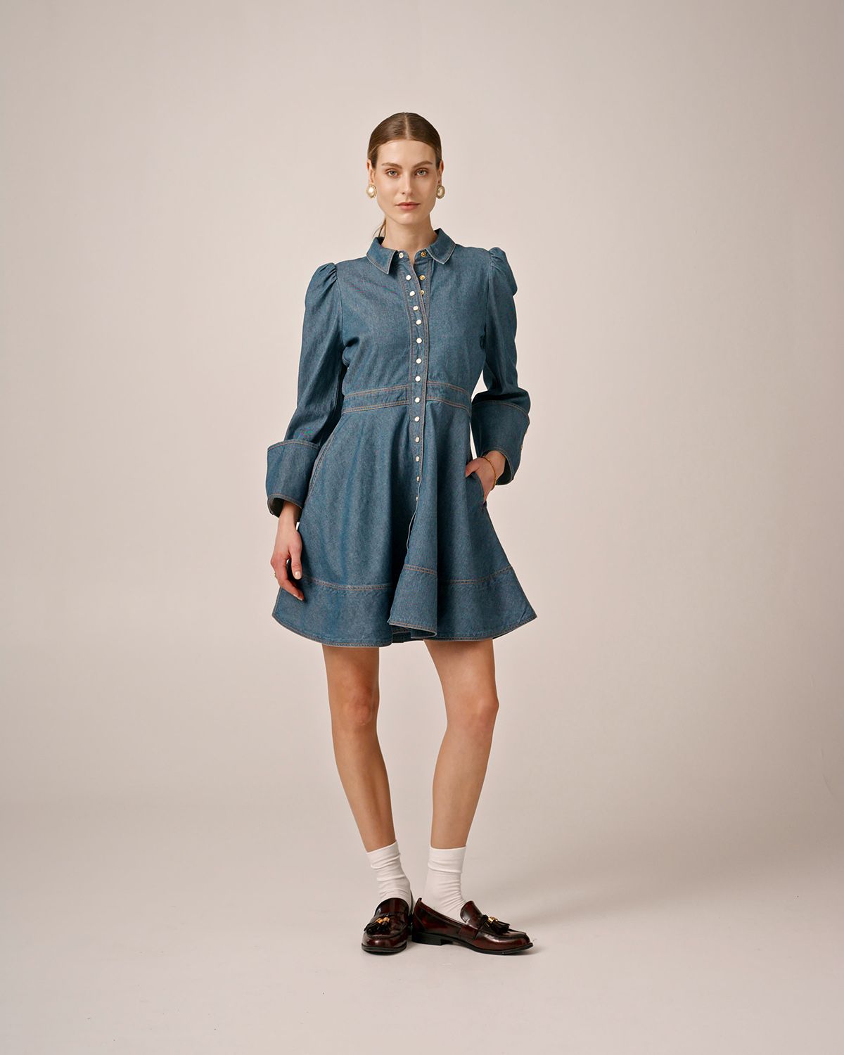 Bytimo Denim Mini Dress in French Blue