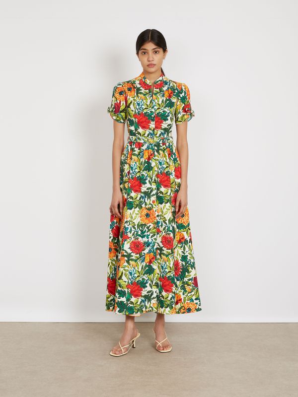 Saloni Ena Dress in Mandevilla Foliage