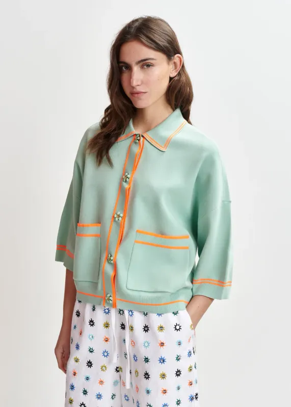 Essentiel IIaria Knitted Cardigan in Aqua Azul