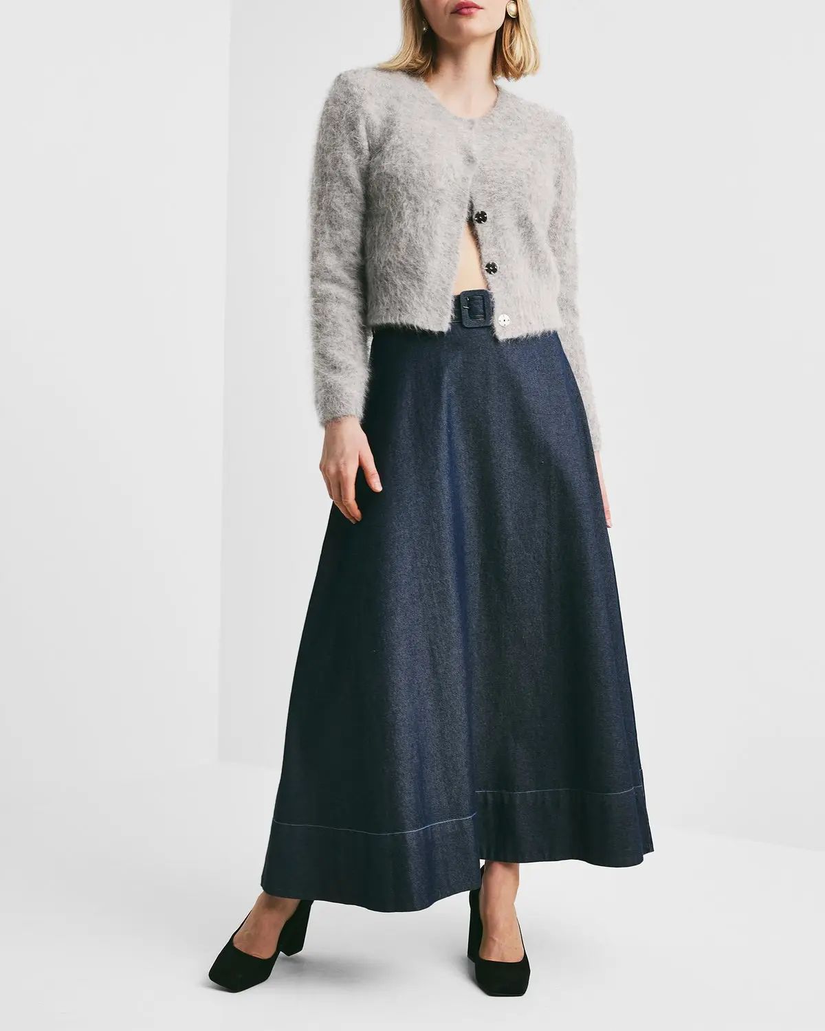 Bytimo Denim Maxi Skirt in Dark Blue