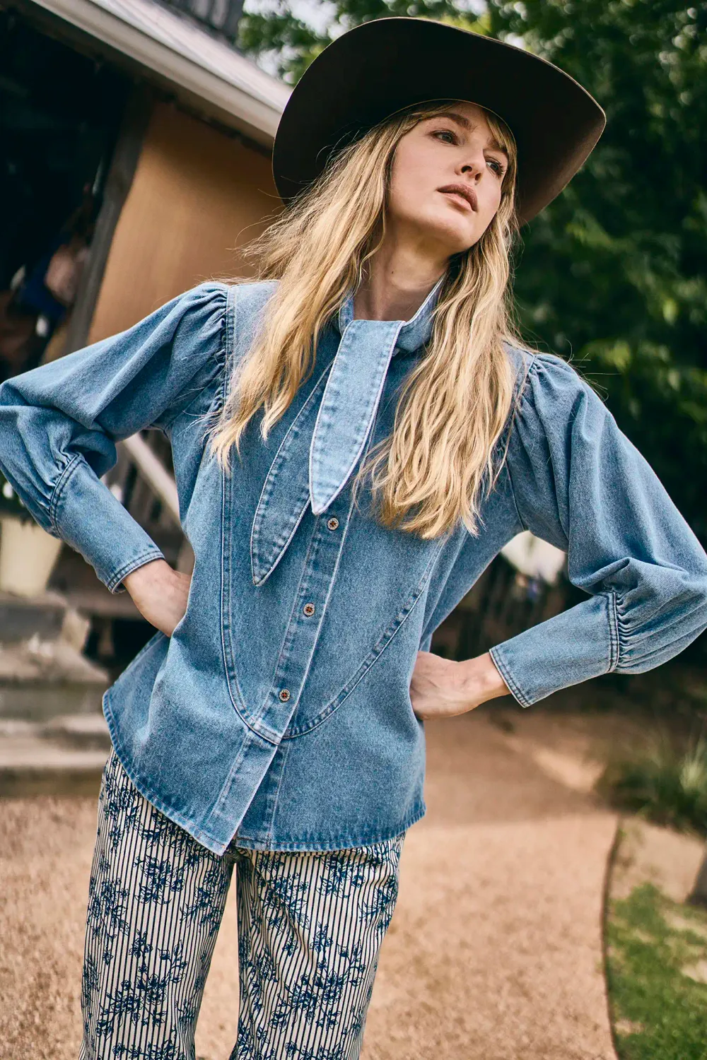 Hunter Bell Odessa Shirt in Vintage Denim