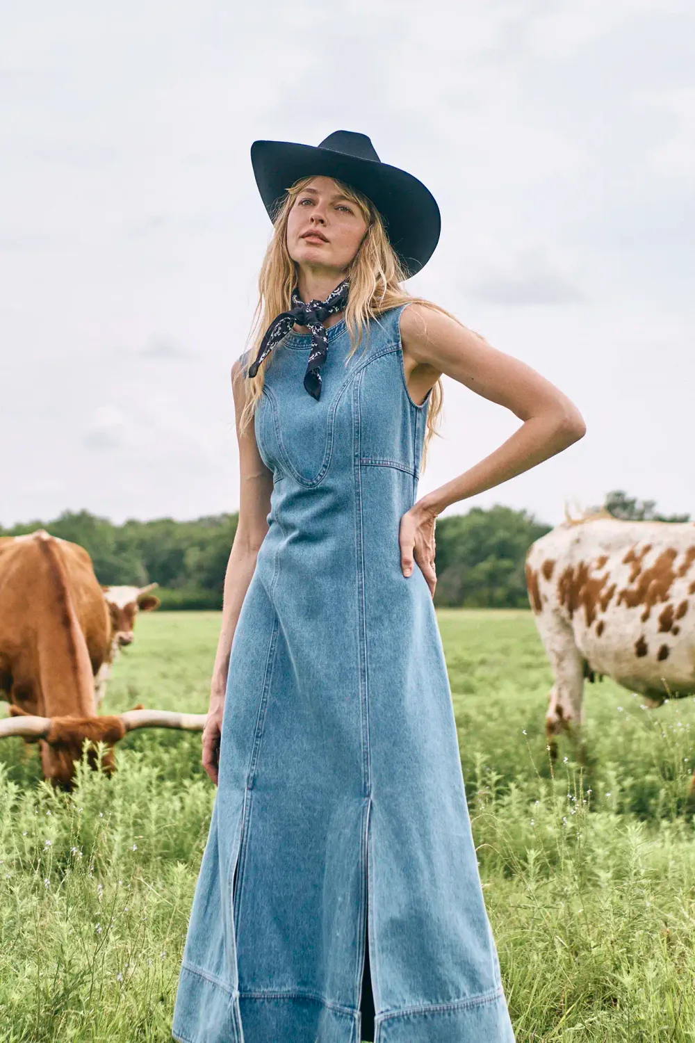 vintage denim dress Hunter Bell Sedona Dress in Vintage Denim