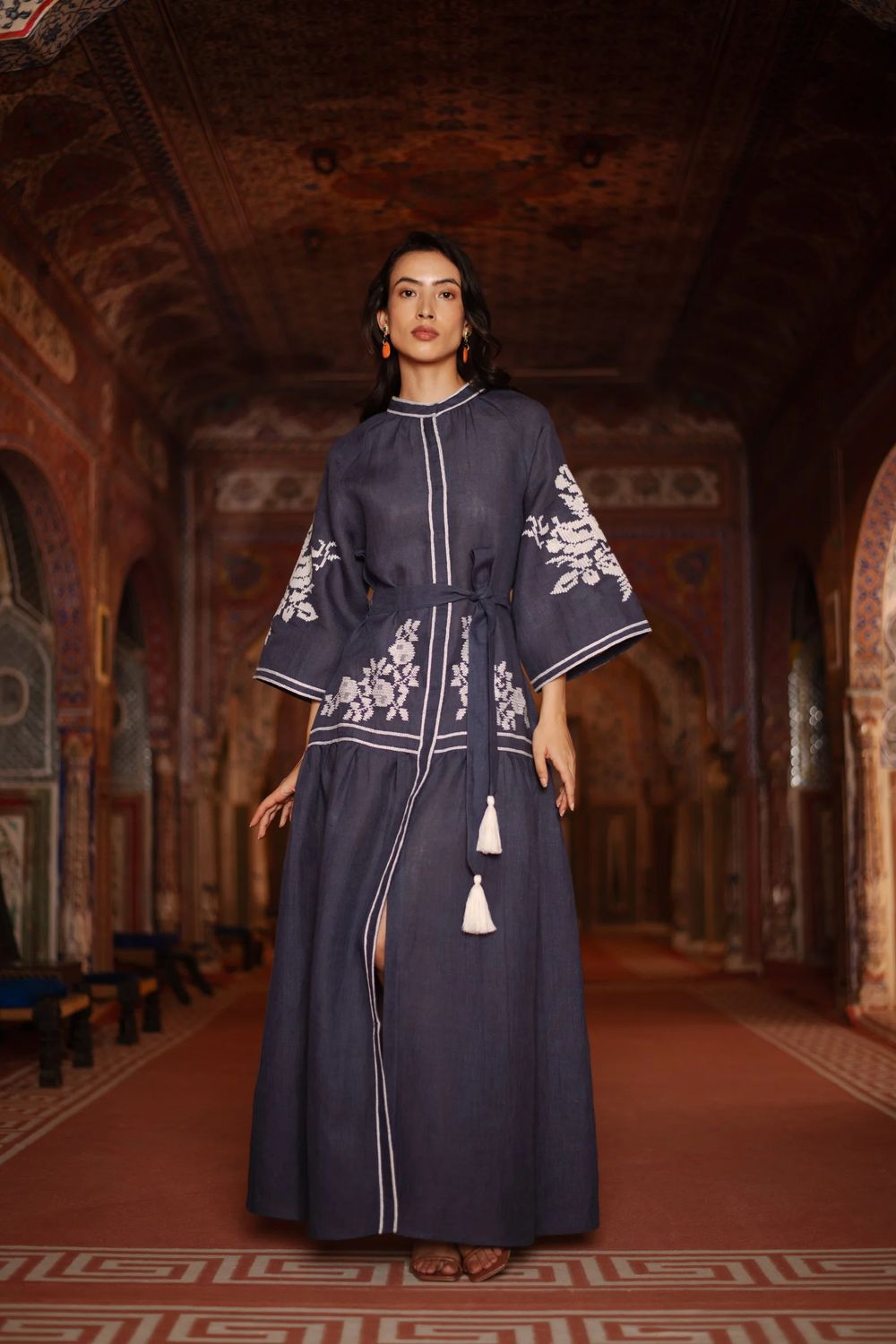 De Castro Navy Swan Dress