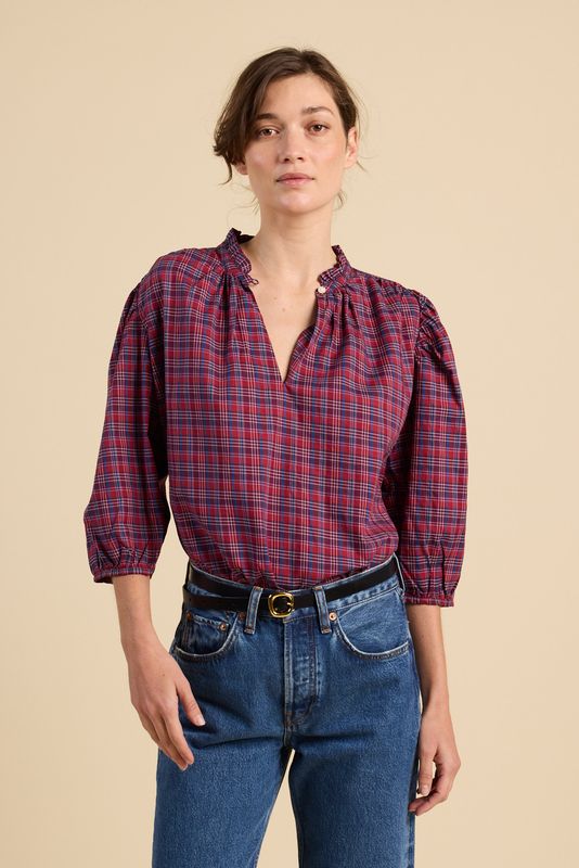 Trovata Orly Blouse in Mulled Wine Plaid
