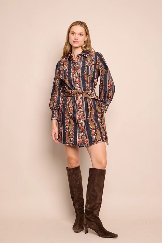 Cara Cara Villena Dress in Paisley Trail Black
